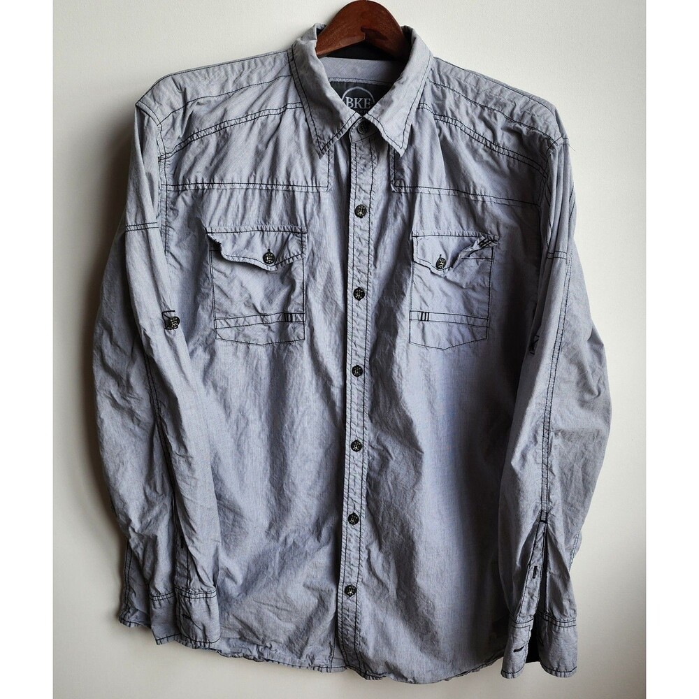 BKE BUCKLE ATHLETIC FIT XXXL BUTTON UP LONG SLEEVE SHIRT FRONT POCKETS COTTON